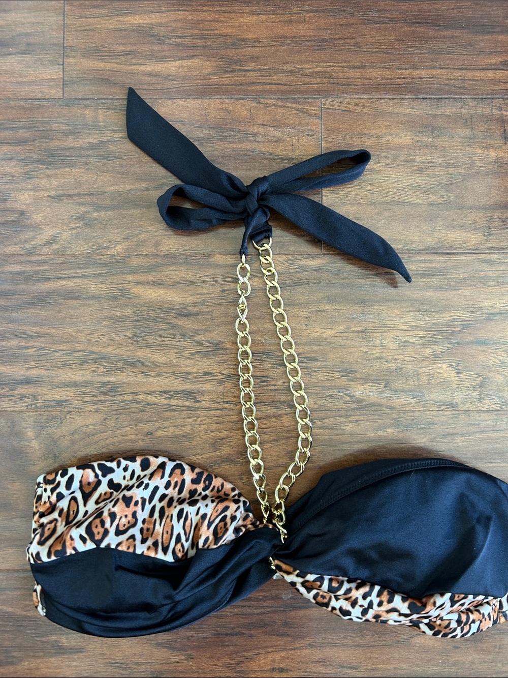 Victoria's Secret Black and Leopard-Print Chain Bandeau Hair Accessory